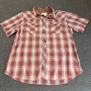 Ecoths Mens XL Red Plaid Coolmax Organic Cotton Short Sleeve Button Down Shirt